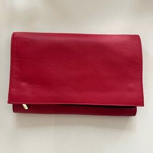 Kusshi Red Leather Trifold Travel Case